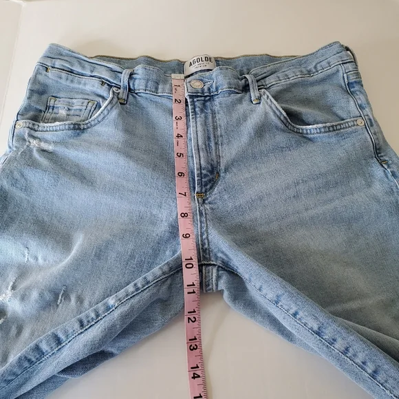 Agolde Light Wash Distressed Boyfriend Jeans - Picture 11 of 13